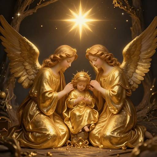 Golden Nativity with Celestial Angels