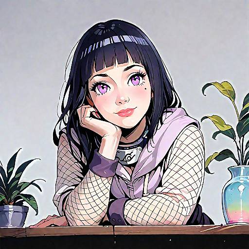 Anime Closeup of Hyuuga Hinata