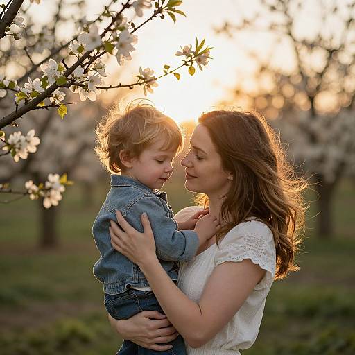 Mother and Child in Golden Nature