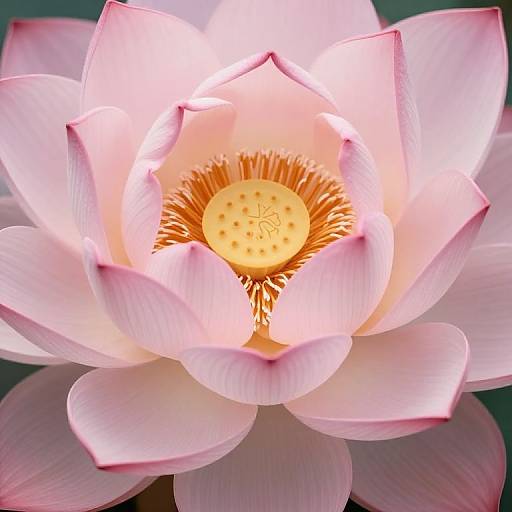 Photograph of a radiant pink and white lotus flower with a bright yellow center, surrounded by delicate, softly glowing petals.