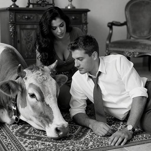 Noir Domestic Scene: Man, Woman, Cow
