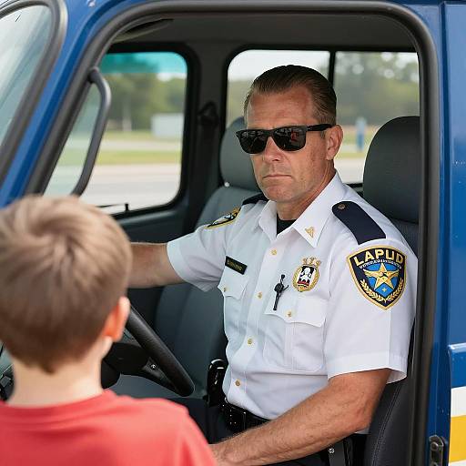 Serious Driver in LAPD Bus Scene