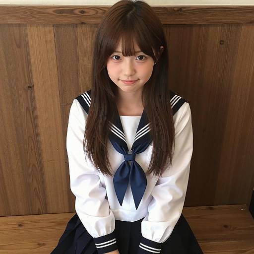 Cheerful Young Girl in Sailor Uniform