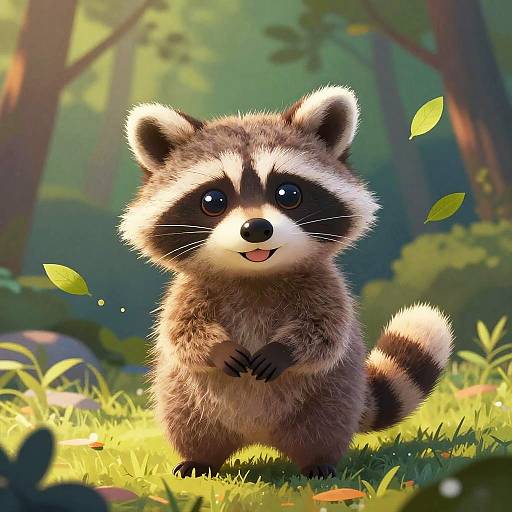 Adorable Fuzzy Raccoon in Twilight