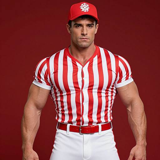 Athletic Man in Red and White Outfit