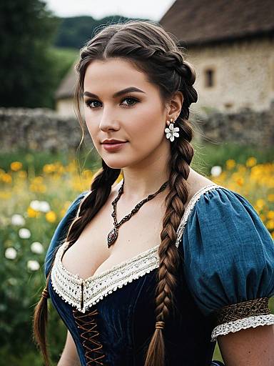 Realistic Medieval Woman with Braid