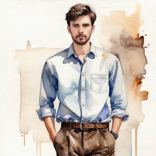 Watercolor Portrait of Stylish Man