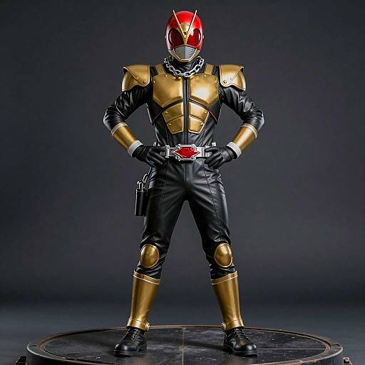 Male Superhero in Black and Gold Armor