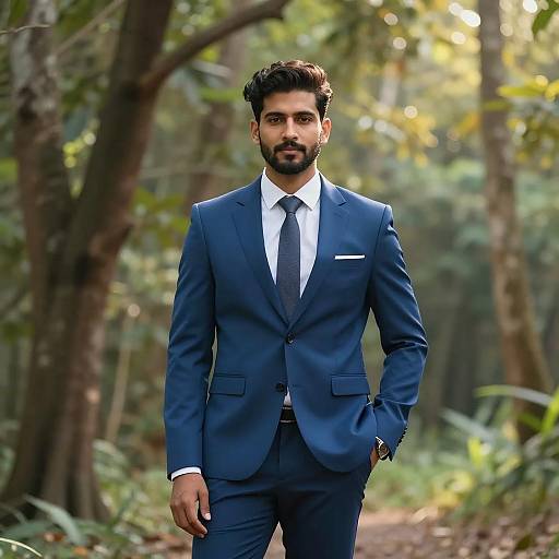 Confident Gentleman in a Blue Suit