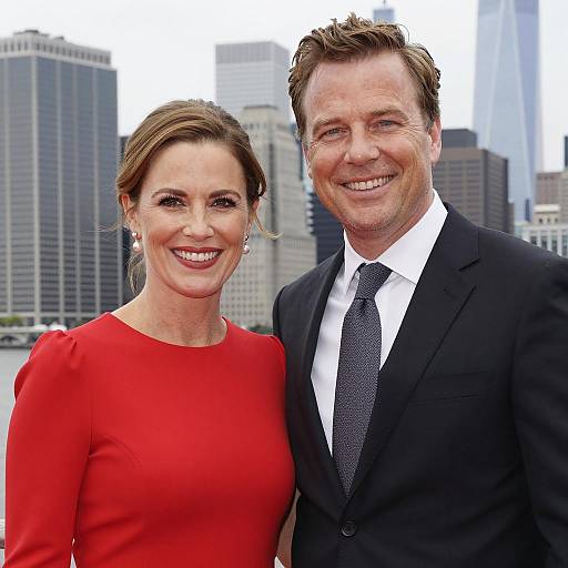Smiling Couple with City Skyline