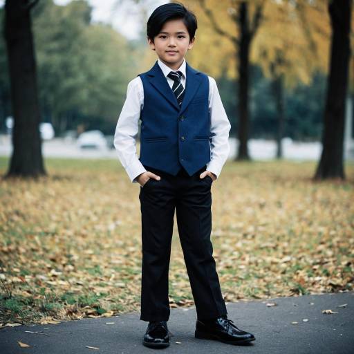 Young Boy in Formal Suit Outdoors