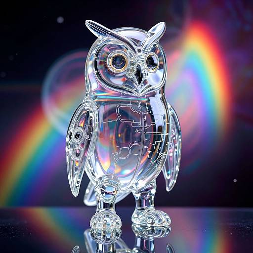 Transparent Owlman with Rainbow Nebula
