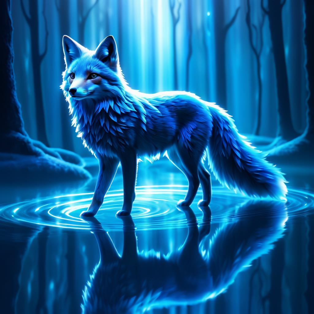 Ethereal Fox in Cerulean Glow