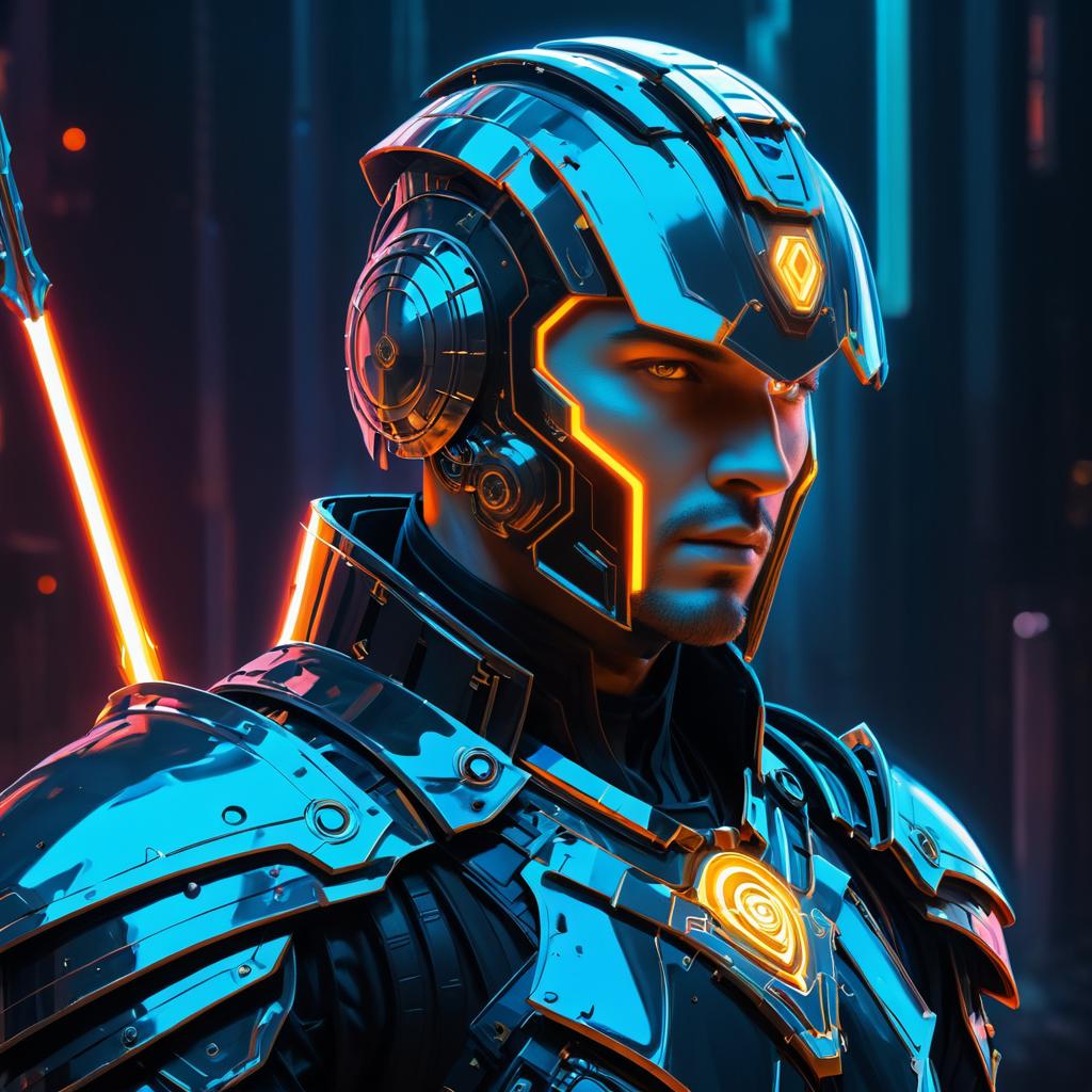 Futuristic Cyborg Knight Character Portrait