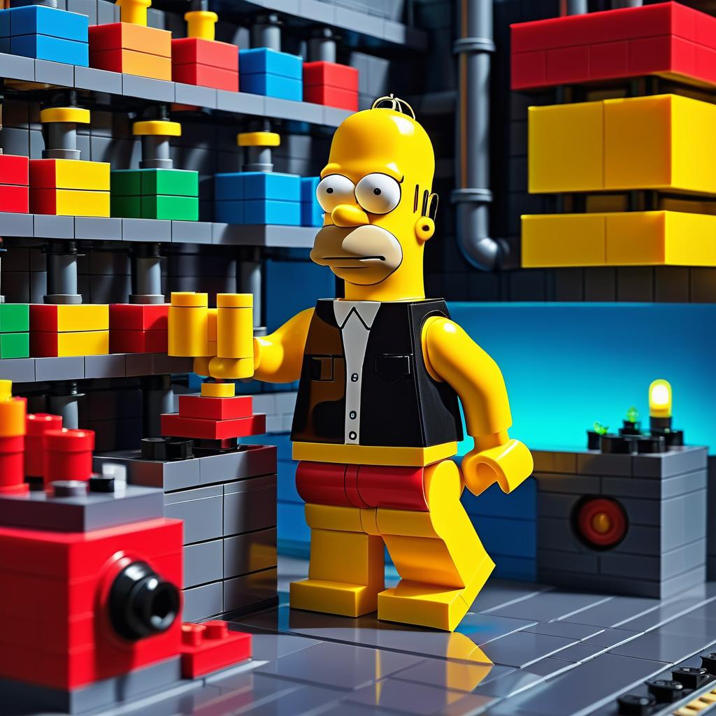 Homer Simpson as an Iconic Lego Figurine