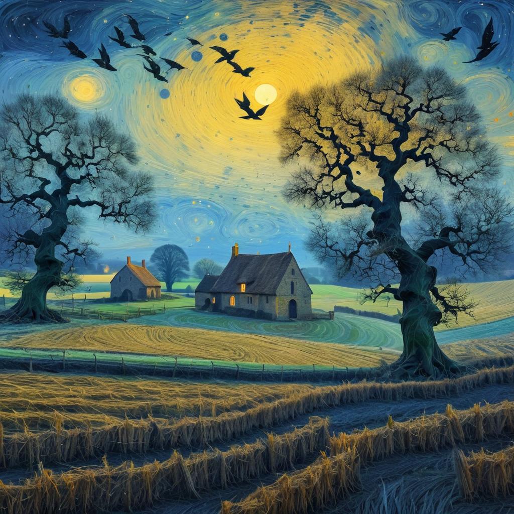 Nostalgic Van Gogh-Inspired Landscape