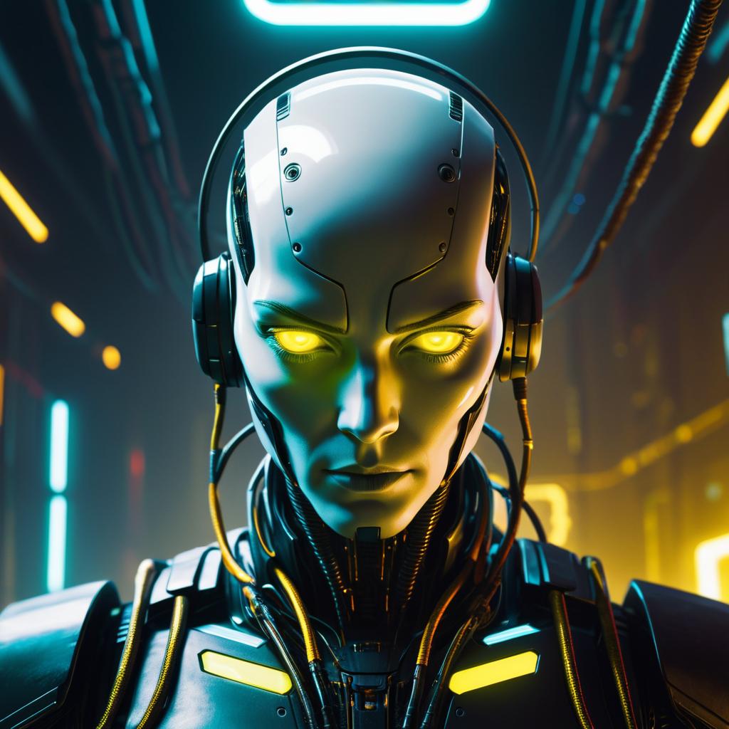 Menacing Cyberpunk Android Portrait