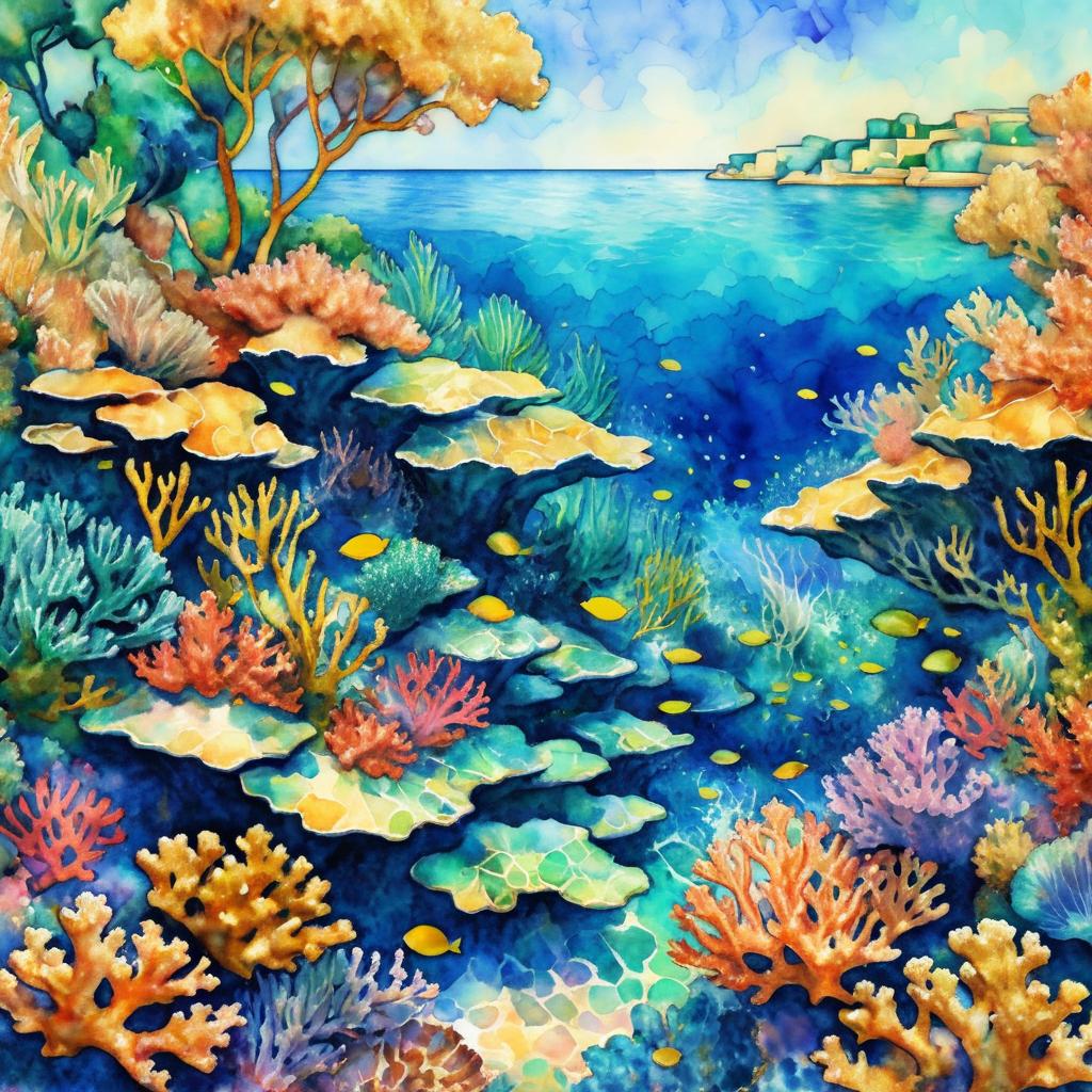 Enchanting Coral Reef in Cézanne's Style