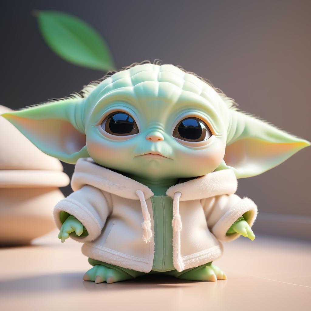 Adorable 3D Baby Yoda in Soft Colors