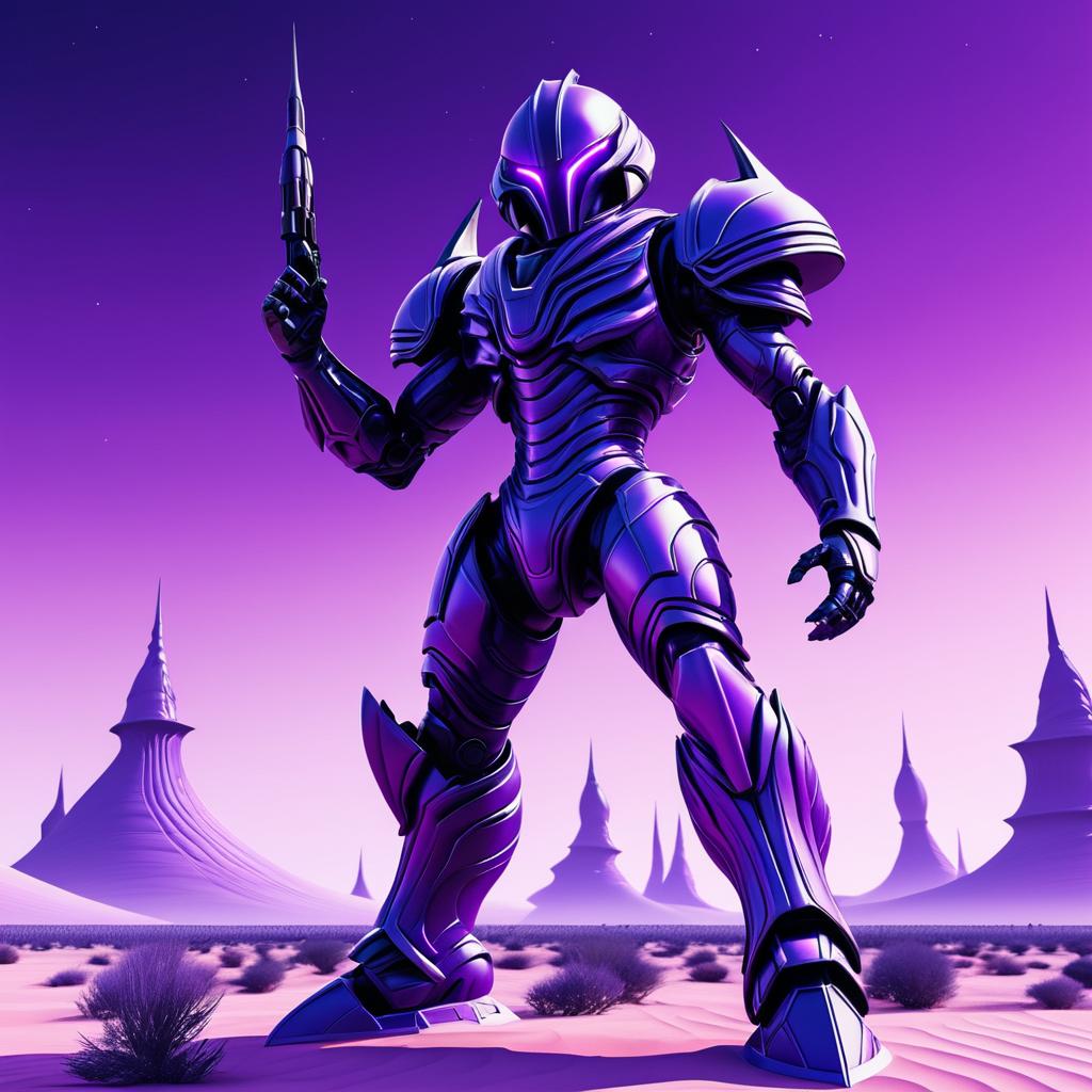 Giant Armored Purple Alien in Alien Landscape