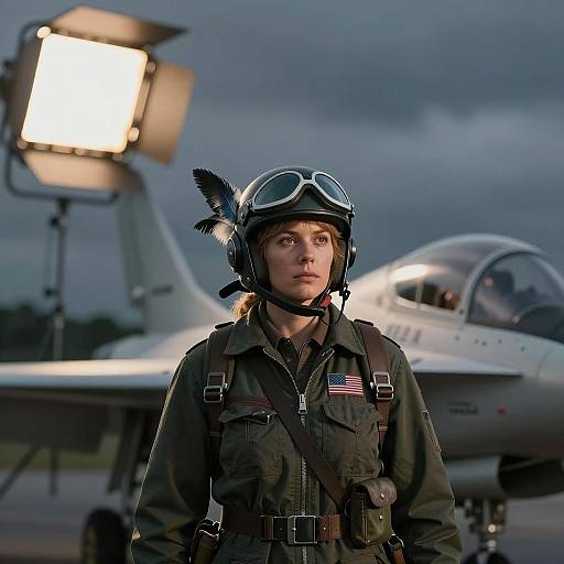 Epic Jet Fighter Pilot with Raven Feathers