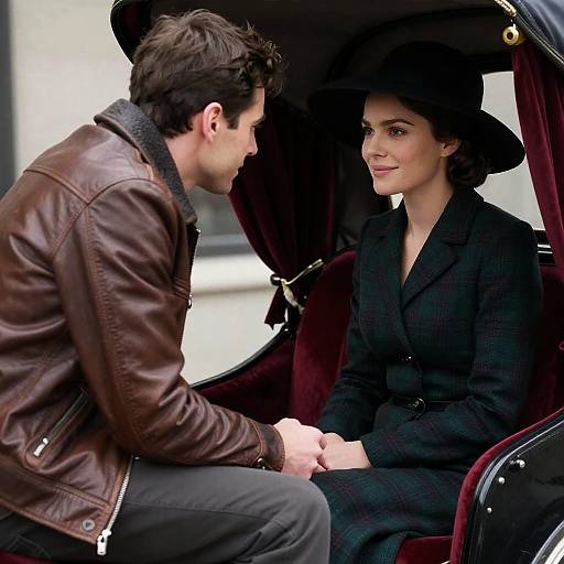 Intimate Carriage Moment in Vintage Style