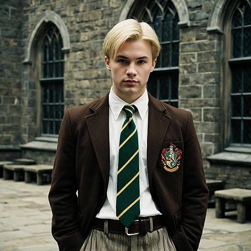 Young Man in Harry Potter Style School Uniform