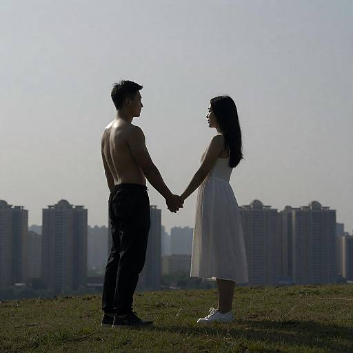 Romantic Couple Silhouette on Hilltop