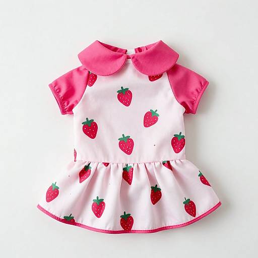 Strawberry Puppy Dress with Pink Collar
