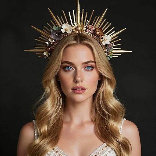 Ethereal Blonde Woman with Sunburst Crown