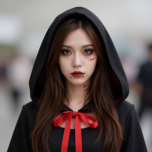 Gruesome Lady in Hooded Costume