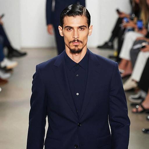 Goatee on Male Model in Navy Suit