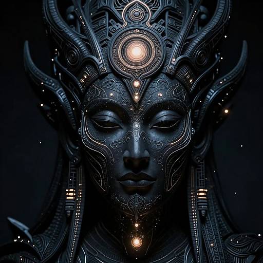 Cosmic Deity Face with Sacred Geometry