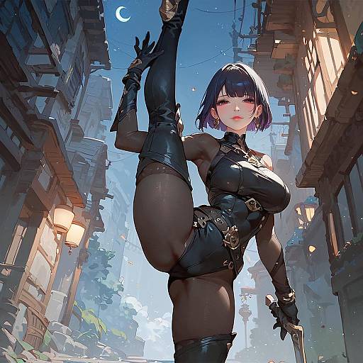 Anime Girl in Night Alley Split