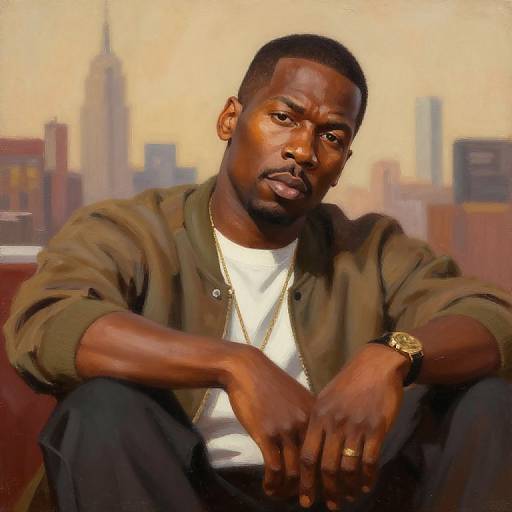 50 Cent Oil Portrait with NYC Skyline