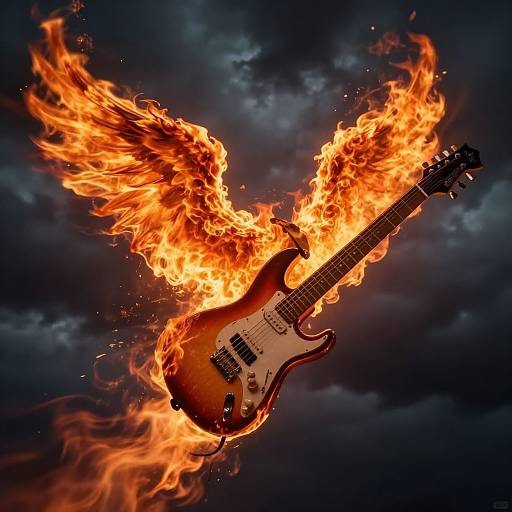 Fiery Winged Electric Guitar Soaring