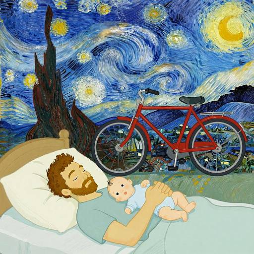 Father and Baby in Van Gogh Style