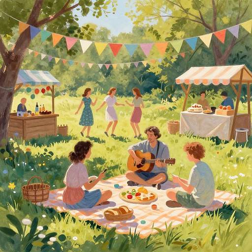 Sunny Summer Fete in Impressionist Style
