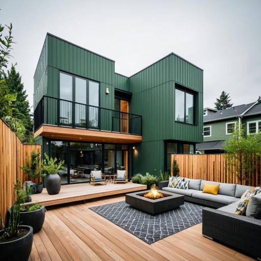 Modern Green Urban Townhouse with Outdoor Fire Pit