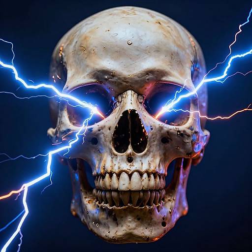 Skull with Lightning Glitch Effect