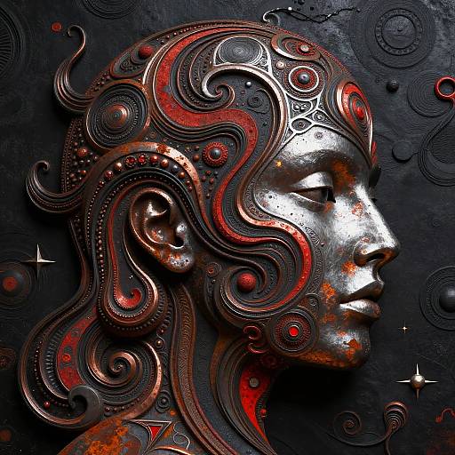 Abstract Volcanic Metallic Portrait