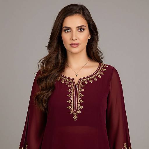 Elegant Woman in Embroidered Dress