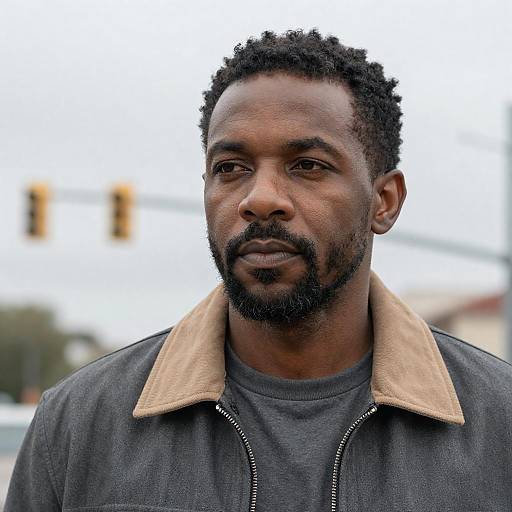 Middle-aged Black Man in Gray Jacket Outdoors