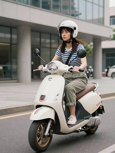 Young Italian Woman on White Scooter