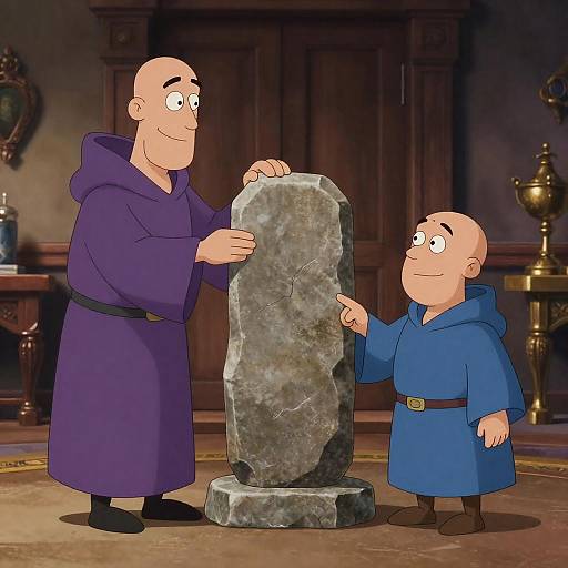 Cartoonish Wizards in a Medieval Room