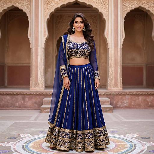 Elegant Woman in Royal Blue Churidar