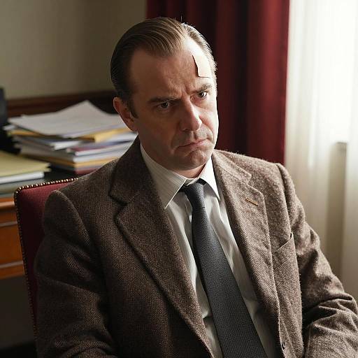 Man in Tweed Jacket with Bandage