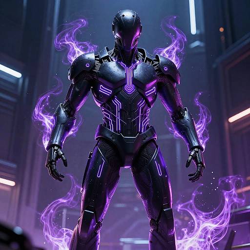 Neon Purple Cyberpunk Superhero Armor
