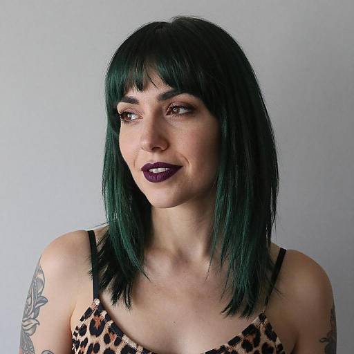 Stylish Woman with Green and Black Hair