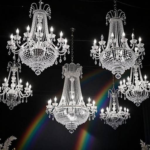 Surreal Crystal Chandeliers Over Void